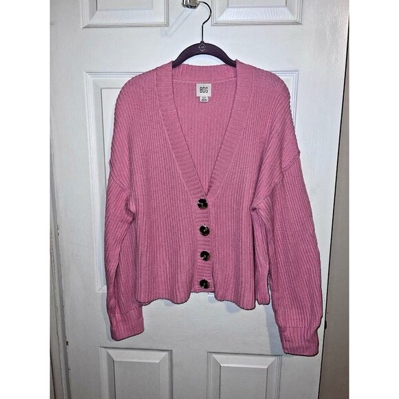 BDG Urban Outfitters Pink Cotton Blend Knit Oversized Cardigan Sweater Sz S - Picture 2 of 13